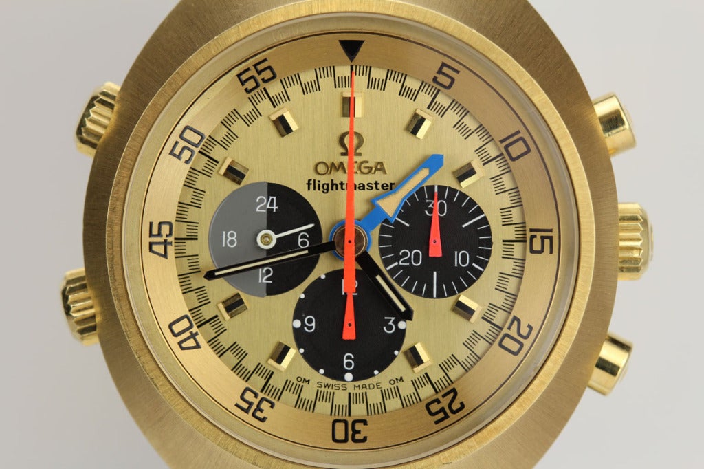 This is the best Omega Flightmaster I have ever seen. It is an 18k yellow gold version that is new old stock condition. The gold versions of these watches are extremely rare and very hard to come by. I am not sure of exact production but somewhere