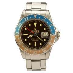 Retro Rolex Stainless Steel GMT-Master Gilt Dial Wristwatch Ref 1675 circa 1960s