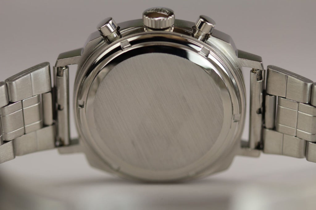 Men's Heuer Stainless Steel Camaro Chronograph Wristwatch circa 1968