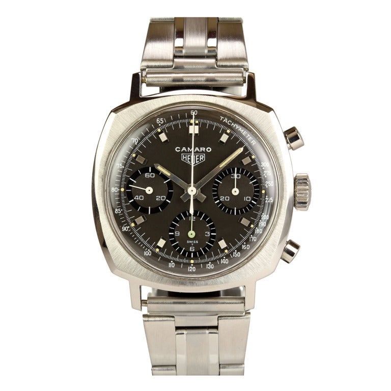 Heuer Stainless Steel Camaro Chronograph Wristwatch circa 1968