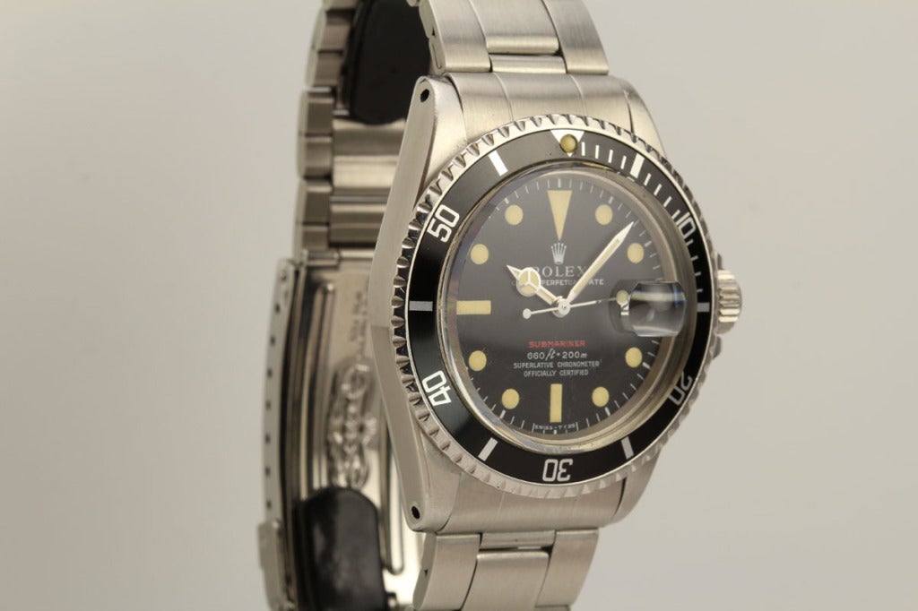 Rolex Stainless Steel Red Submariner Wristwatch Ref: 1680 In Excellent Condition In Miami Beach, FL