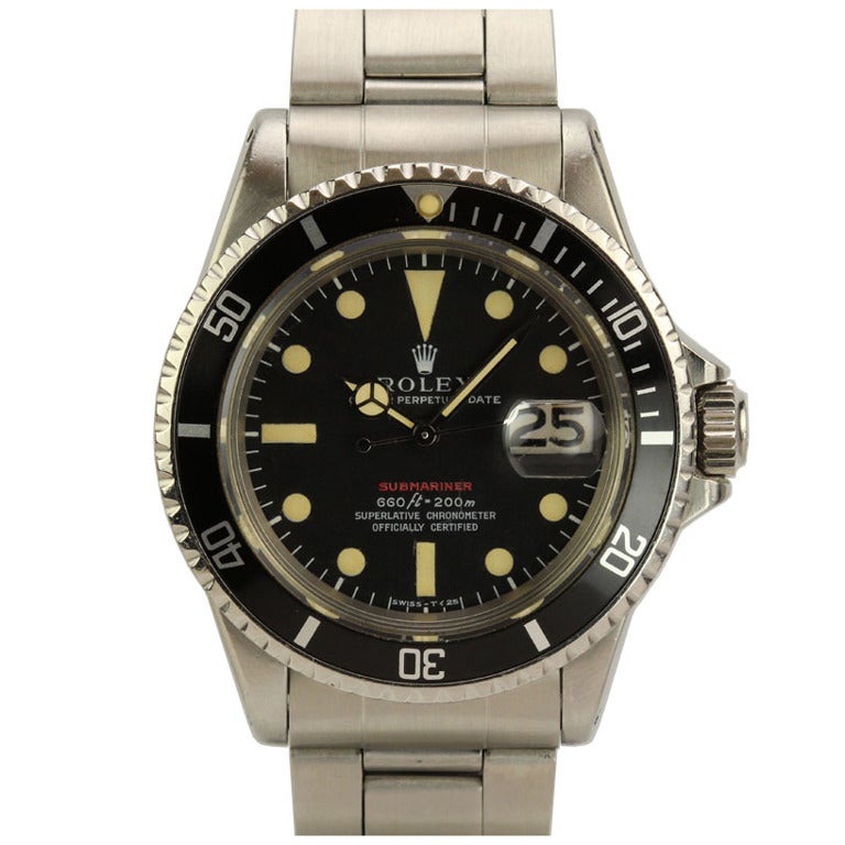 Rolex Stainless Steel Red Submariner Wristwatch Ref: 1680