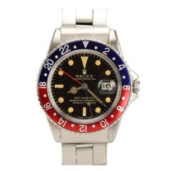 Retro Rolex Stainless Steel GMT-Master Wristwatch Ref 1675 circa 1960s