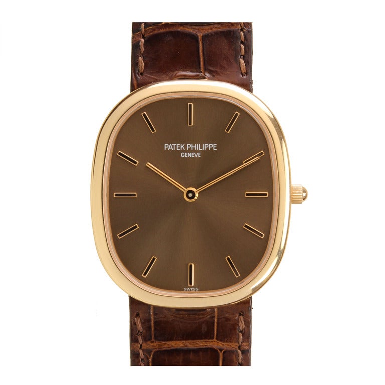 Patek Philippe Rose Gold Automatic Golden Ellipse Wristwatch