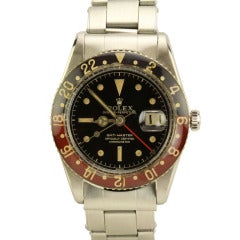 Vintage Rolex Stainless Steel GMT-Master Wristwatch with Bakelite Bezel Ref 6542