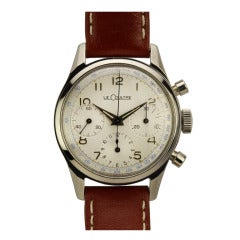 Vintage LeCoultre Stainless Steel Chronograph Wristwatch circa 1950s