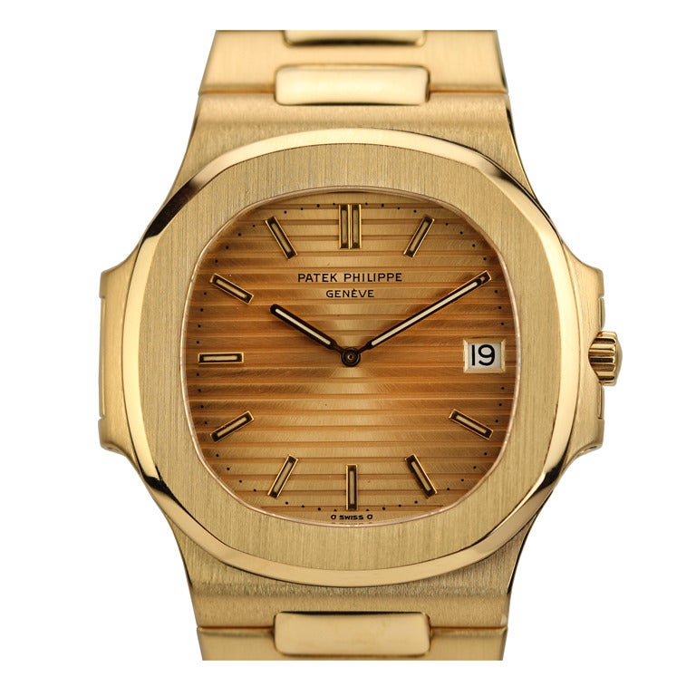 Patek Philippe Yellow Gold Jumbo Nautilus Wristwatch Ref 3700