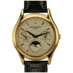 Patek Philippe Yellow Gold Perpetual Calendar Moon Phase Wristwatch Ref 3940J