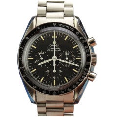 Omega Stainless Steel Speedmaster Chronograph Wristwatch with Original Box and Tags circa 1970s