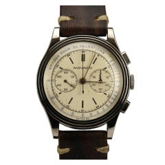 Movado Stainless Steel Chronograph Wristwatch with Pulsemeter circa 1940s