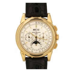 Patek Philippe Yellow Gold Perpetual Calendar Chronograph Wristwatch Ref 5970J