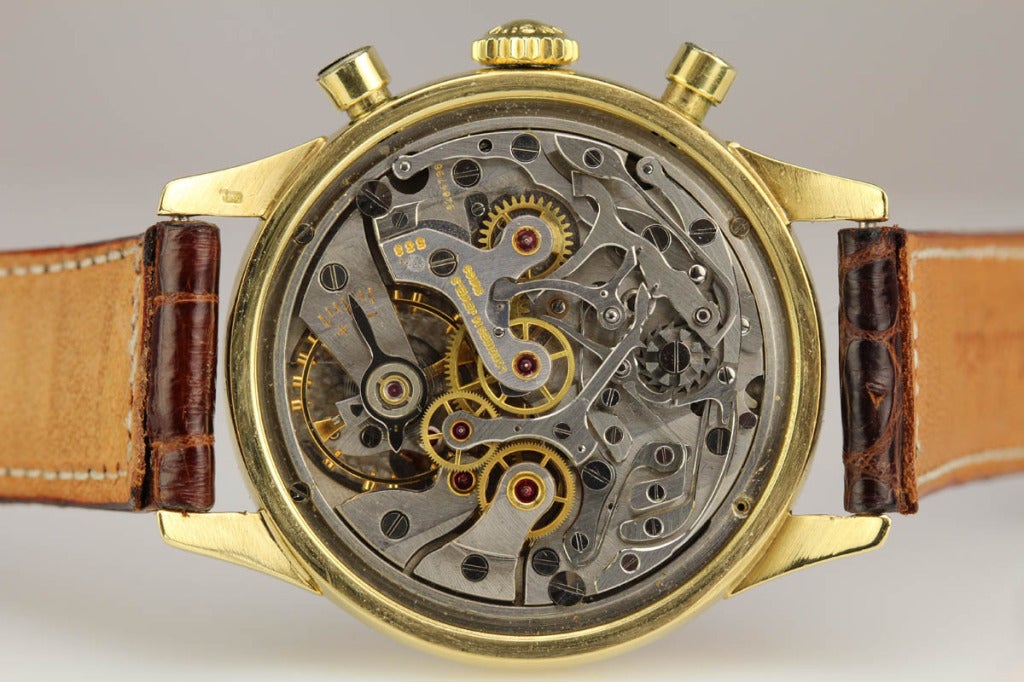 Longines Yellow Gold Chronograph Wristwatch circa 1950s 1
