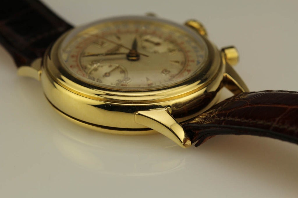 Longines Yellow Gold Chronograph Wristwatch circa 1950s 2