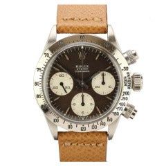 Retro Rolex Stainless Steel "Chocolate" Cosmograph Daytona Wristwatch Ref 6265 circa 1970s