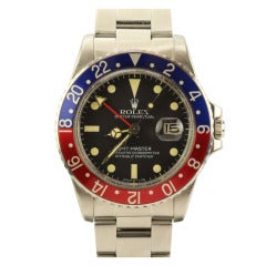 Vintage Rolex Stainless Steel GMT-Master Wristwatch Ref 16750 circa 1970s