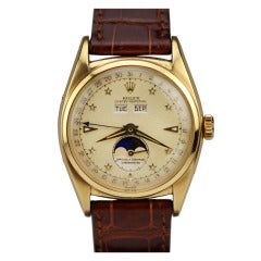 Rolex Yellow Gold Triple-Calendar Moonphase Wristwatch Ref 6062 circa 1950s