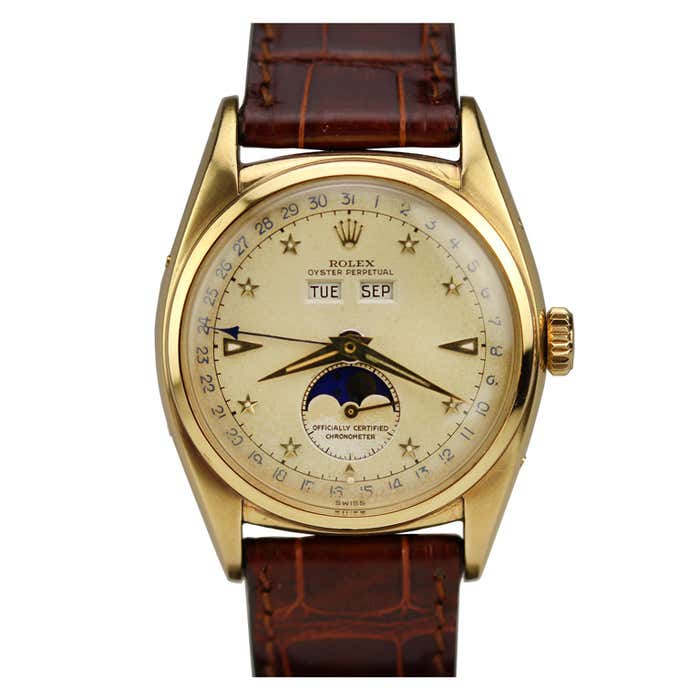 Rolex Yellow Gold Triple-Calendar Moonphase Wristwatch Ref 6062 circa ...
