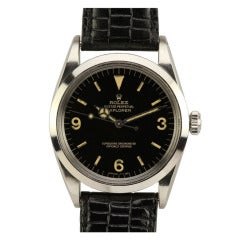 Retro Rolex Stainless Steel Explorer Wristwatch with Gilt Dial Ref 1016