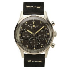 Retro Wittnauer Stainless Steel Professional Chronograph Wristwatch circa 1960s