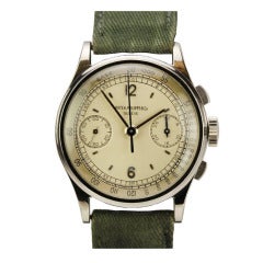 Patek Philippe Stainless Steel Chronograph Wristwatch Ref 130 circa 1930s