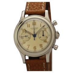 Vintage Longines Stainless Steel Chronograph Wristwatch circa 1952