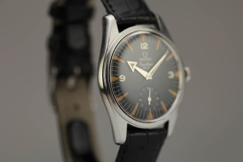 Omega Stainless Steel Ranchero Wristwatch circa 1950s In Excellent Condition In Miami Beach, FL
