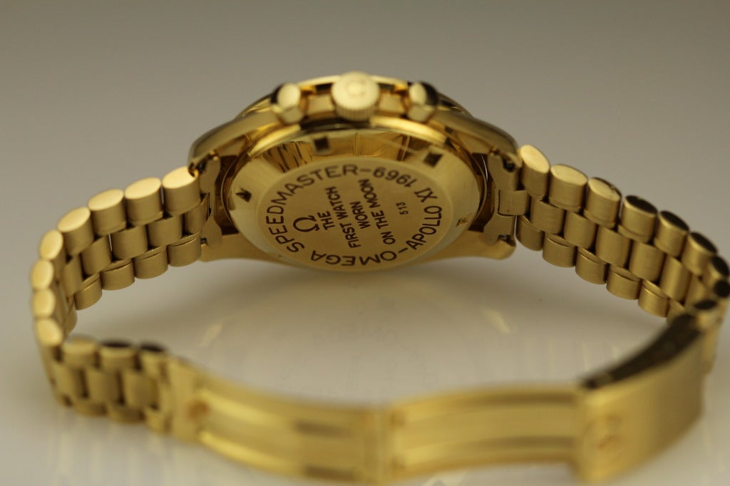Omega Yellow Gold Speedmaster Apollo XI Wristwatch circa 1969 5