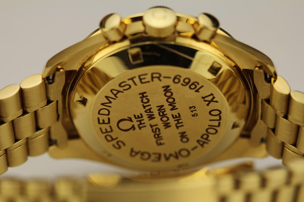 Men's Omega Yellow Gold Speedmaster Apollo XI Wristwatch circa 1969