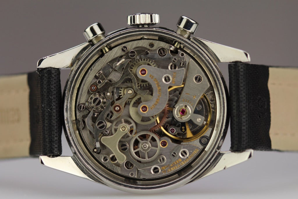 Heuer Edelstahl Carrera Chronograph Armbanduhr ca. 1960er Jahre 2