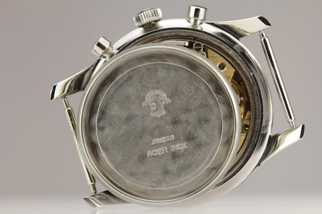 Ulysse Nardin Stainless Steel Chronograph Wristwatch circa 1960s 2