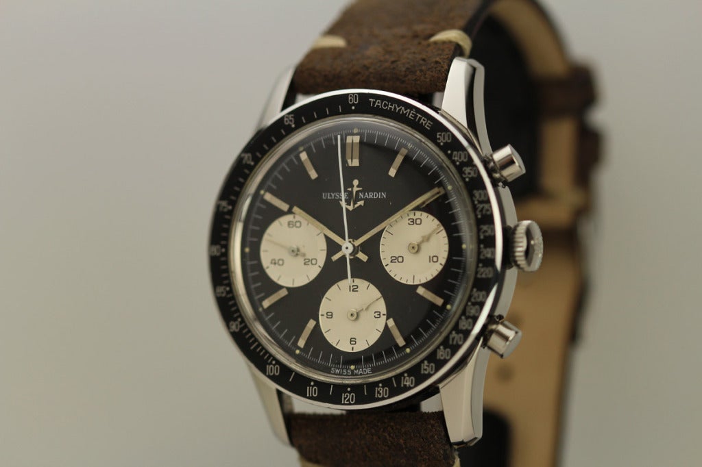 Ulysse Nardin Stainless Steel Chronograph Wristwatch circa 1960s 4