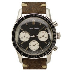 Retro Ulysse Nardin Stainless Steel Chronograph Wristwatch circa 1960s
