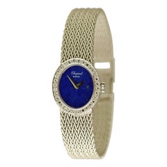 Chopard Lady's White Gold and Diamond Bracelet Watch with Lapis Dial