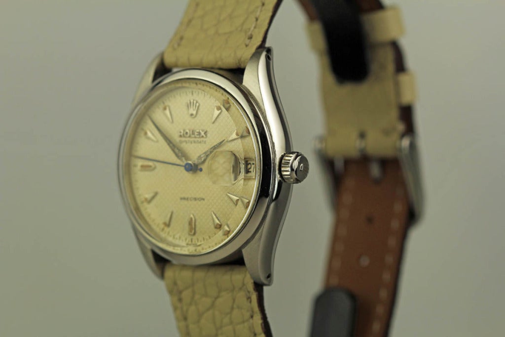 Rolex Stainless Steel Oysterdate Precision Wristwatch Ref 6294 Circa 1954 In Excellent Condition In Miami Beach, FL