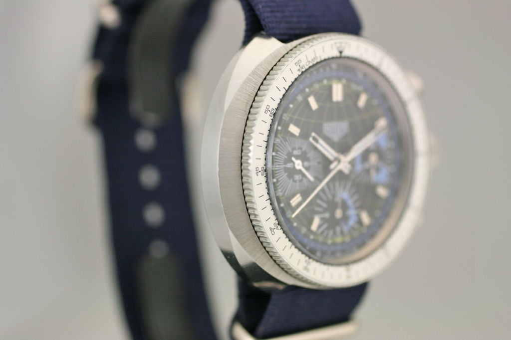 Cadran Heuer Mappemondo Bleu – Sans Chiffres – Origine Suisse – Occasion – Pour Collection Ou Réparation