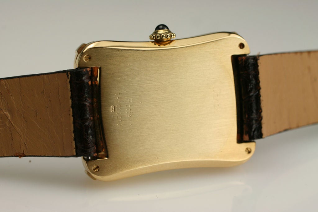 Men's Cartier Paris Yellow Gold Coussin Bamboo Tank manual Wristwatch