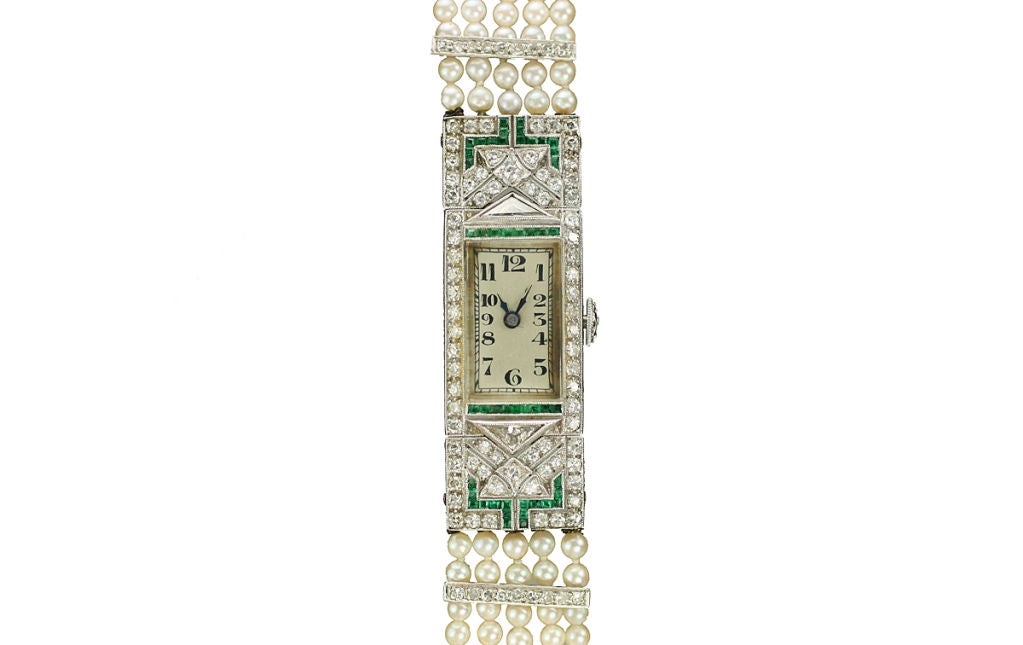 Platinum Art Deco  H. Wheeler Lady's Wristwatch In Excellent Condition In Miami Beach, FL
