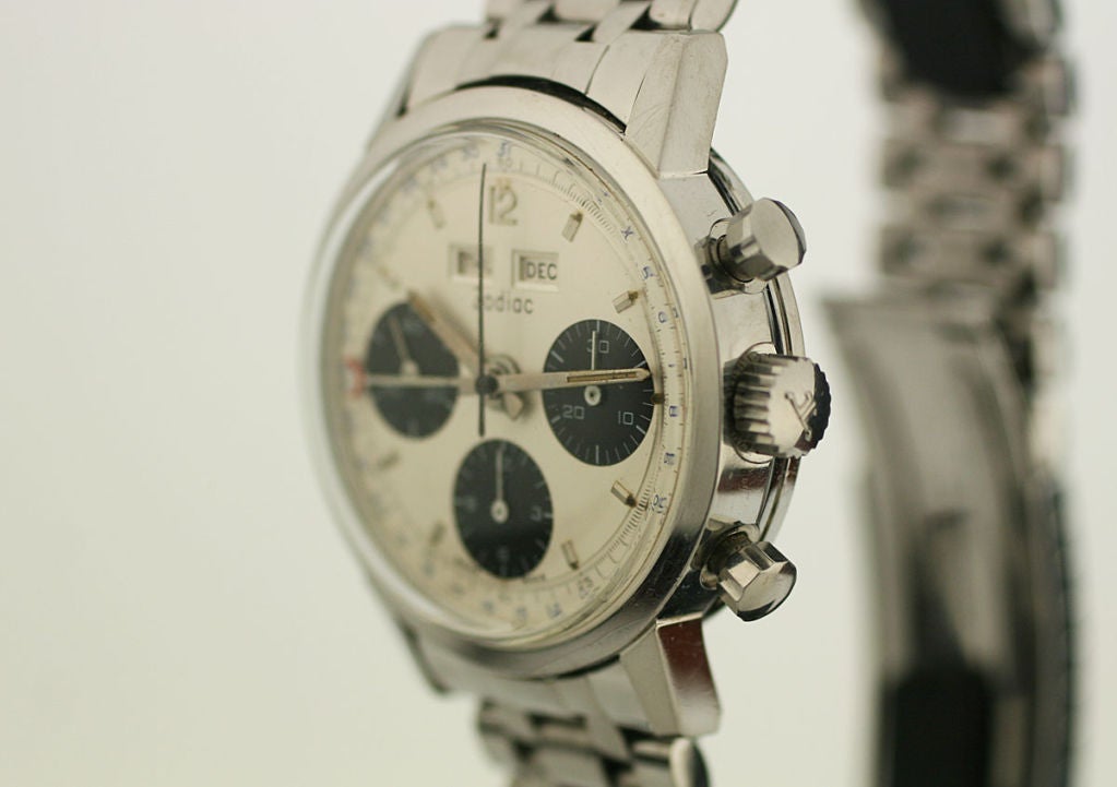 This is a vintage Zodiac Chronograph Triple Date with a Valjoux 723 manual wind movement.