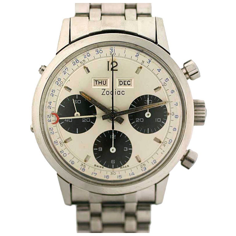 Vintage Zodiac Chronograph Triple Date at 1stDibs valjoux 723 rolex swiss movt 23k 30m rolex swiss made 23k 30m