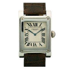 Cartier Platinum Tank à Vis Wristwatch from the Collection Privée