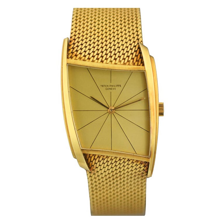 PATEK PHILIPPE Yellow Gold Asymmetric Wristwatch Ref 3424 by Gilbert Albert  circa 1960s
