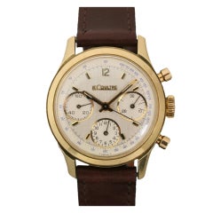 LECOULTRE Rare Yellow Gold Chronograph with Two Registers c.1960