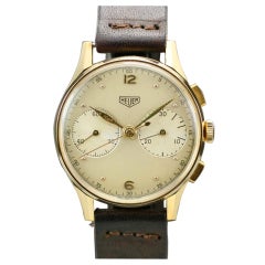 HEUER Yellow Gold Chronograph Wristwatch circa 1950s