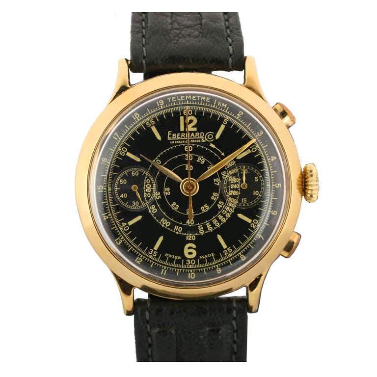 EBERHARD and CO Gold-Plated Chronograph Wristwatch circa 1930s at 1stDibs