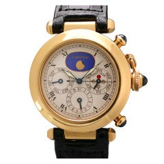Cartier Yellow Gold Pasha Triple Date Moonphase Chronograph Wristwatch 10