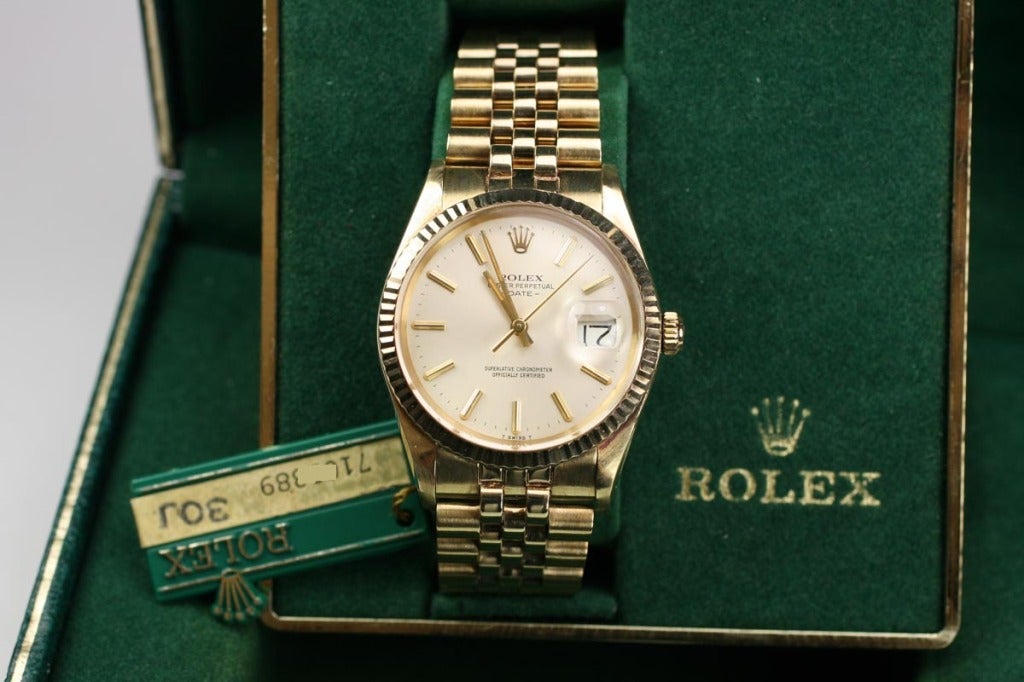 ROLEX Yellow Gold Oyster Perpetual Date Ref 15037 circa 1980s 2