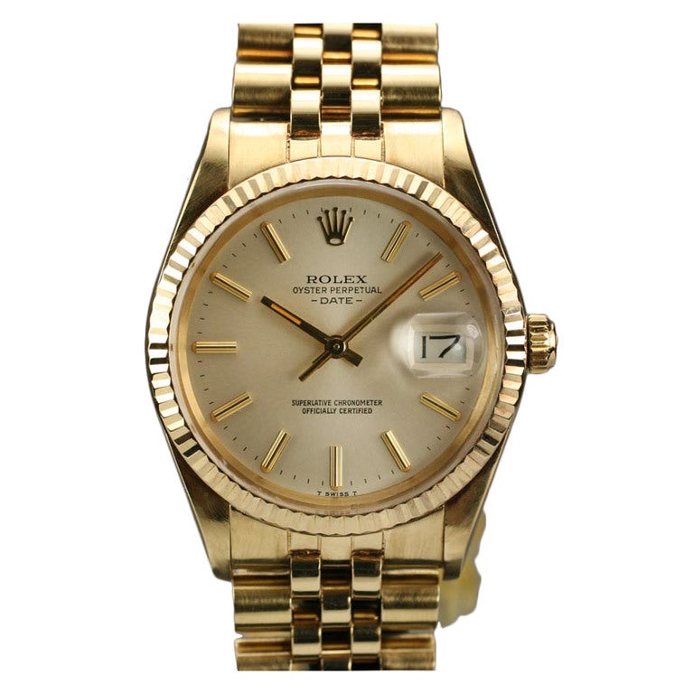 ROLEX Yellow Gold Oyster Perpetual Date Ref 15037 circa 1980s