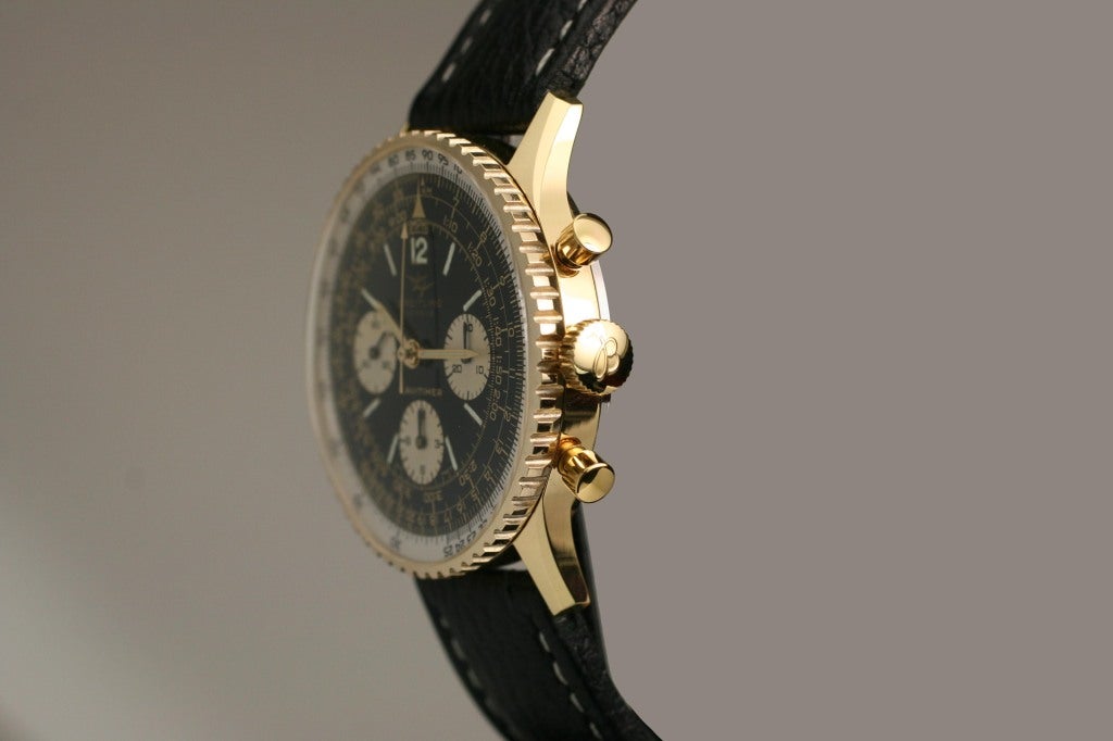 BREITLING Gold-Over-Steel Navitimer Chronograph Ref 806 In Good Condition In Miami Beach, FL