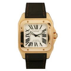 CARTIER Rose Gold Santos 100 Small Automatic Wristwatch W20108Y1