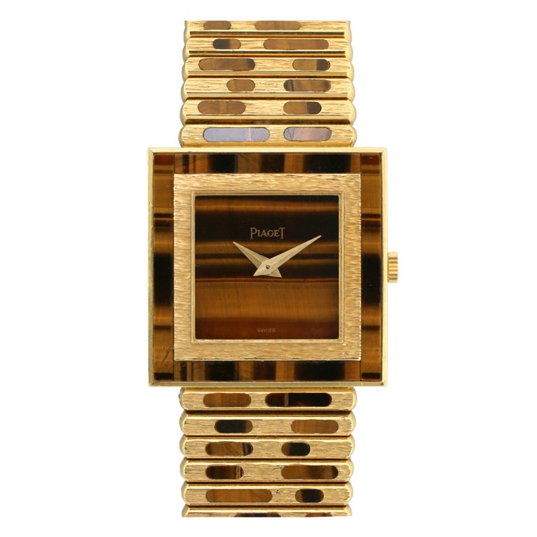 PIAGET Lady's Yellow Gold and Tiger's Eye Wristwatch circa 1970s